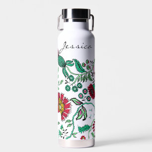 Botella De Agua Bonito Ornate Flower Garden Arte Personalizado