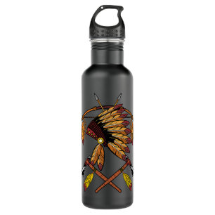 Botella De Agua Bonnet De Guerra Nativa Estadounidense Arroja Las 