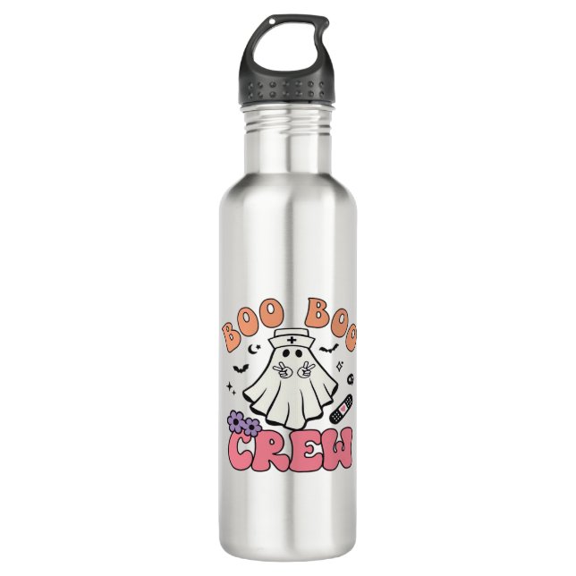 Botella De Agua Boo Boo Crew Enfermera a Halloween Fantasma Funny  (Anverso)