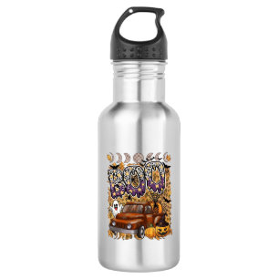 Botella De Agua Boo Halloween Camión Antiguo Fantasma Calabazas Le