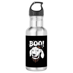 Botella De Agua Boo Halloween Perro Bruja Sombrero Murciélagos