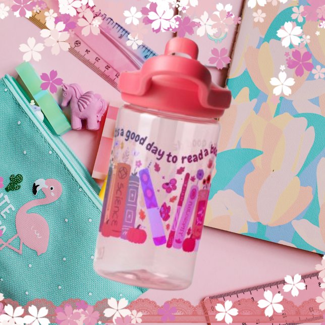 Botella De Agua Bookish book Lovers, Pumpkin and Fall Leaves Girls (Bookish book Lovers Kids Grapefruit Water Bottle CamelBak Eddy "It's a Good Day To Read a Book", Pum)