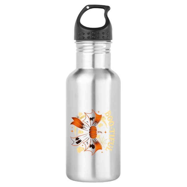 Botella De Agua Bootismo divertida Halloween Coquette Bow Pumpkin (Anverso)