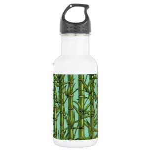 Botella De Agua Bosque de bambú en azul claro