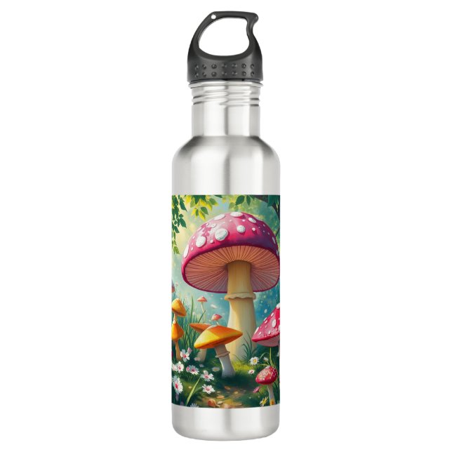 Botella De Agua Bosque encantado de hongos caprichosos (Anverso)
