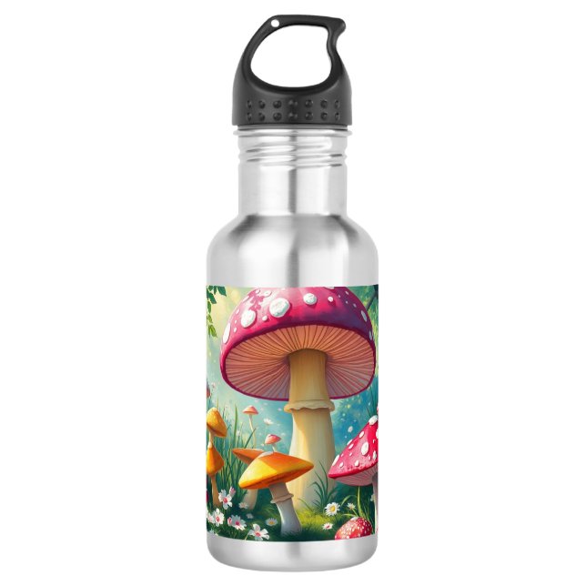 Botella De Agua Bosque encantado de hongos caprichosos (Anverso)