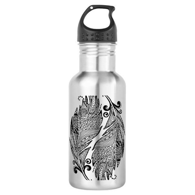 Botella De Agua Bosquejo inspirado de plumas (Anverso)