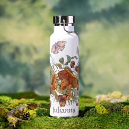 Botella de agua botánica del bosque fúngico