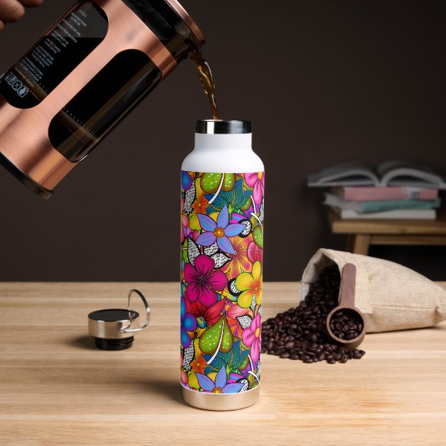 Botella De Agua Botánica Tropical (Café (girado))