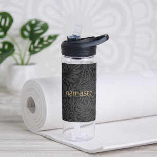 Botella De Agua Botánico Gris Negro Boho