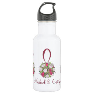 Botella De Agua Botella Boda personalizada Flower Bouquet Favtle