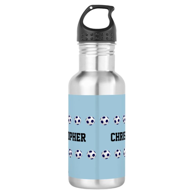 Botella De Agua Botella de agua, personalizada, fútbol, azul claro (Anverso)