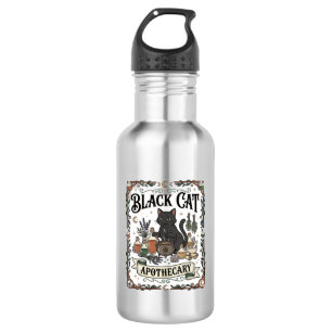 Botella De Agua Botica de Gato Negro Bruja Mística Apothecary
