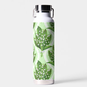 Botella De Agua Bouquet de flores de lirio del valle sobre verde