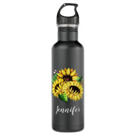 Botella De Agua Bouquet de girasol amarillo en acuarela