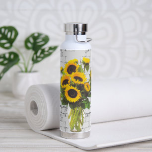 Botella De Agua Bouquet de girasol en ladrillo