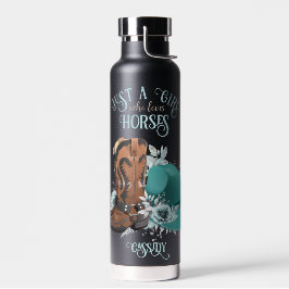 Botella De Agua Bovino vaquero botas gorra Chica Amor caballos nom
