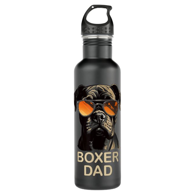 Botella De Agua Boxer Dad Dog Owner Gige Funny Boxer Dog Lover Dad (Anverso)
