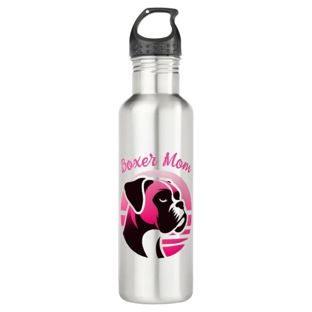 Botella De Agua Boxer Dog Mom in Pink (Anverso)