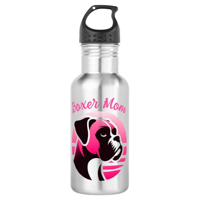 Botella De Agua Boxer Dog Mom in Pink (Anverso)