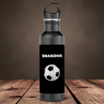 Boys Soccer Ball Black Stylish Custom Name Kids