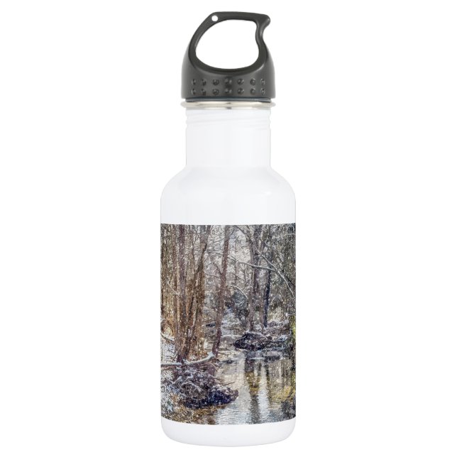 Botella De Agua Branson Fall Creek Invierno Nieve Painterly Stainl (Anverso)