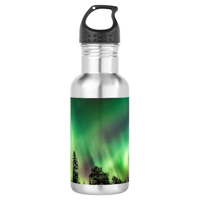 Botella De Agua Brillante foto verde boreal (Anverso)
