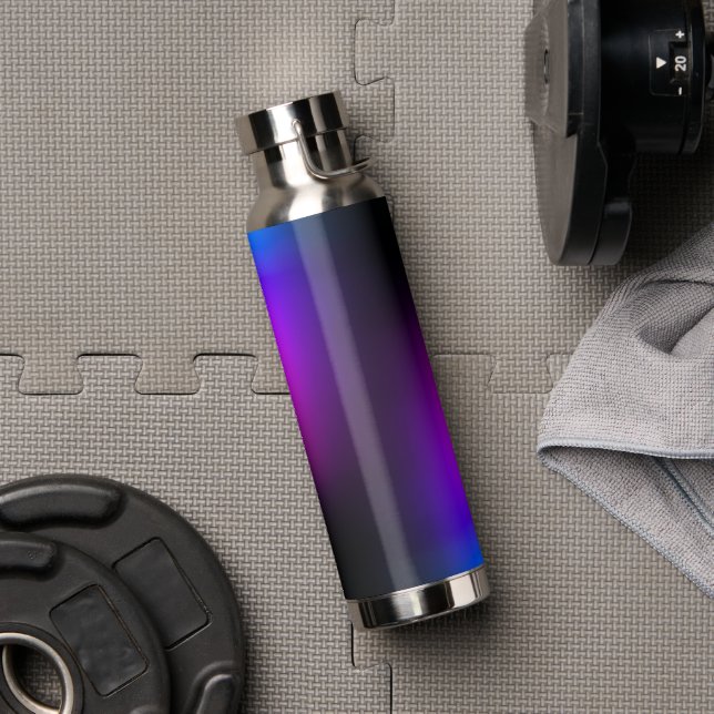 Botella De Agua Brillo de gradiente violeta negro (Gimnasio)