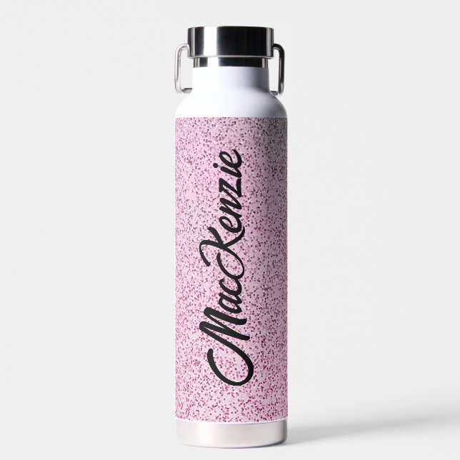 Botella De Agua Brillo Personalizado Rosa y Verde (Delantero)