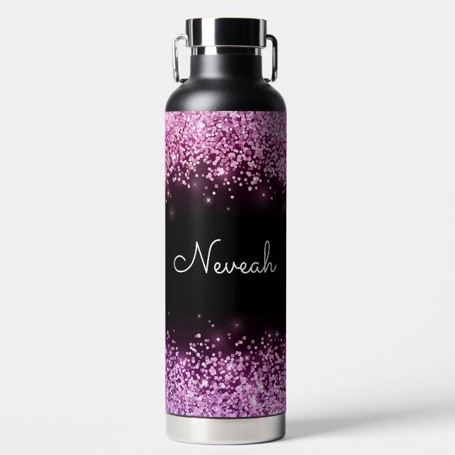 Botella De Agua Brillo Rosa Personalizado (Delantero)