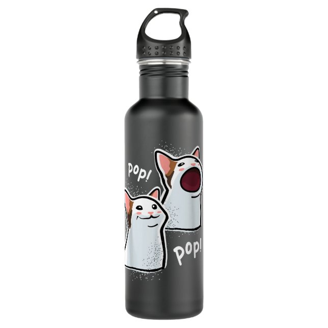 Botella De Agua Bromeando meme Pop Cat divertido Pop Cat (Anverso)
