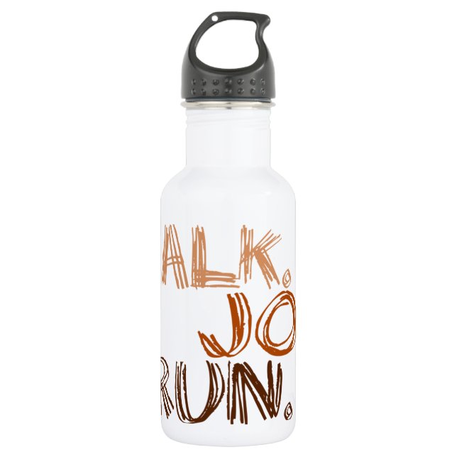 Botella De Agua BROWN WALK JOG RUN (fuente SCRIBBLE) (Anverso)