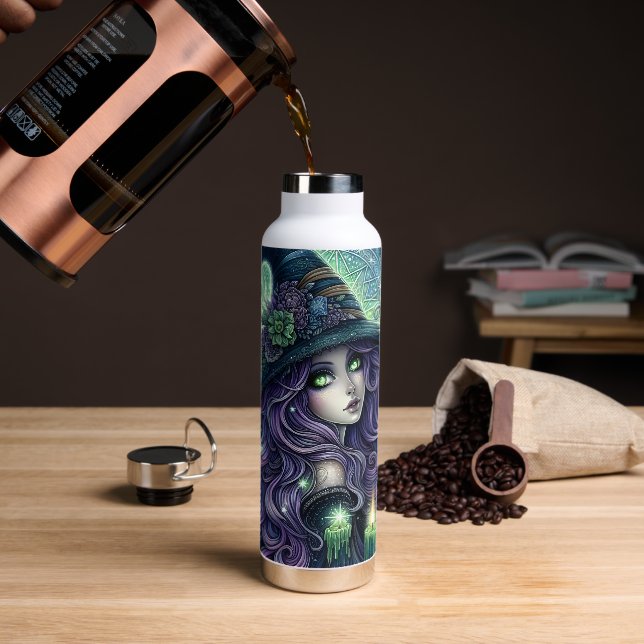 Botella De Agua Bruja Celestial Mística (Café)