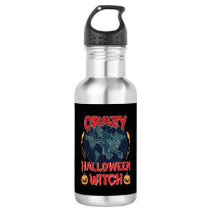 Botella De Agua Bruja de Halloween Loca Calabaza Voladora Luna Esp