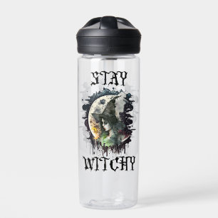 Botella De Agua Bruja de Halloween y luna llena