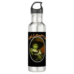 Botella De Agua Bruja De Halloween Y Mono Volador
