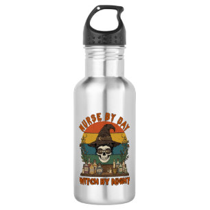 Botella De Agua Bruja Día Enfermera Noche Halloween Calaveras Poci