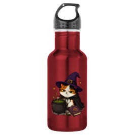 Botella De Agua Bruja Gato Gruñón Halloween