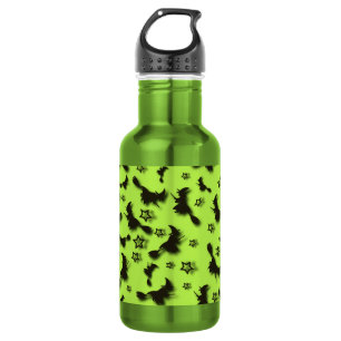 Botella De Agua Bruja voladora entre las estrellas en la noche de 