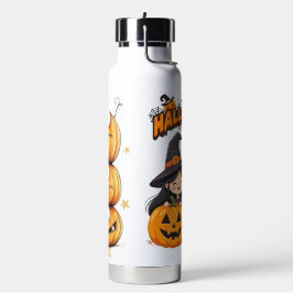 Botella De Agua Bruja y fantasma felices de Halloween con calabaza