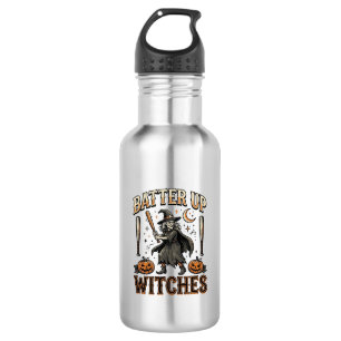 Botella De Agua Brujas al bate Diseño de béisbol vintage de Hallow