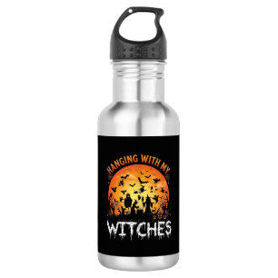 Botella De Agua Brujas Colgantes Luna de Halloween Murciélagos Cal