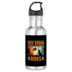 Botella De Agua Brujas Gatos Gratis en Escobas de Halloween