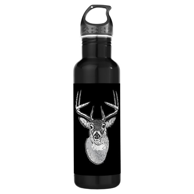 Botella De Agua Buck on Black White Tail Deer (Anverso)