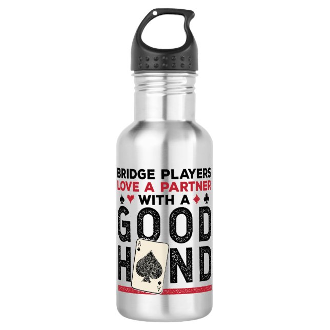 Botella De Agua Buena mano de Funny Bridge Player Partner (Anverso)