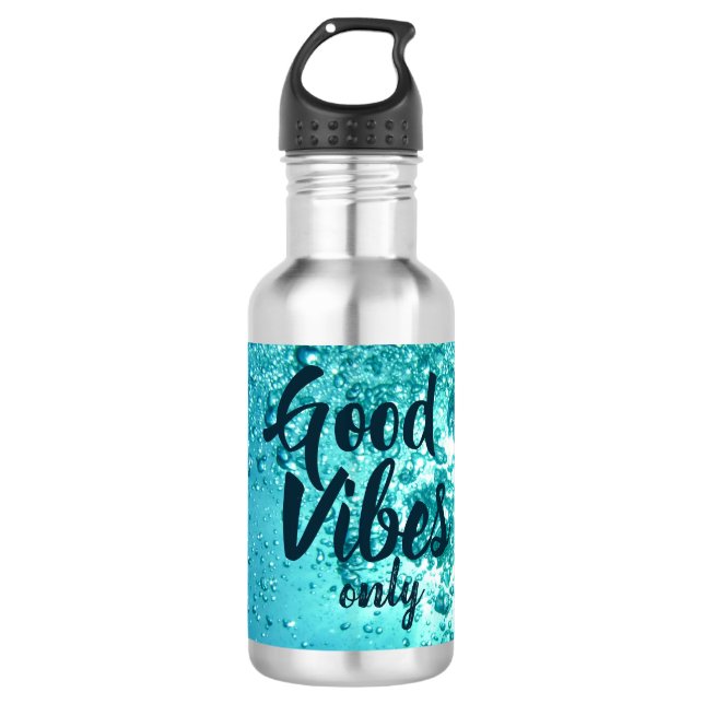 Botella De Agua Buenas vibraciones y agua azul Guay (Anverso)