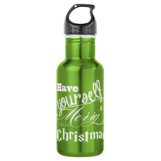 Botella De Agua Buenos Navidades verdes y blancos