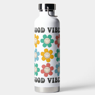 Botella De Agua Buenos Vibes Retro Flores de Daisy Coloridas