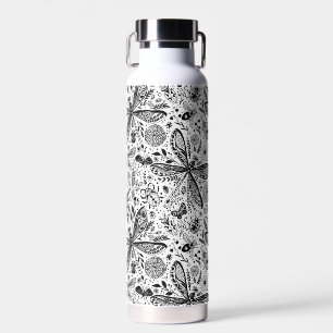 Botella De Agua Bugs de garabatos en azul oscuro