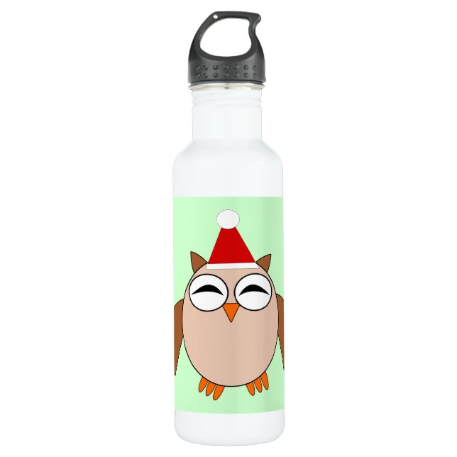 Botella De Agua Búho de Navidad lindo (Anverso)